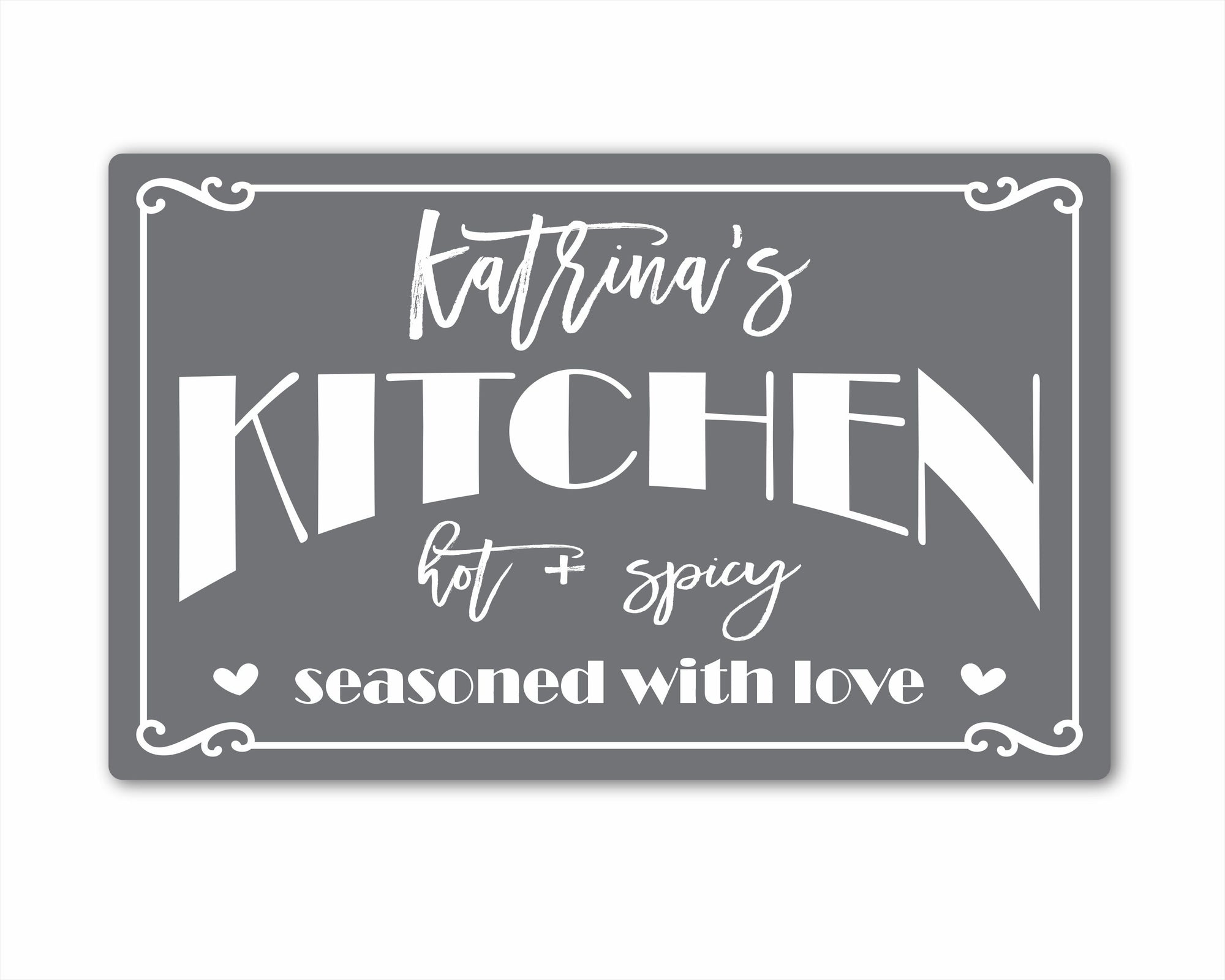 Kitchen Hot And Spicy: Personalized Rectangular Metal Sign