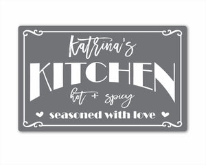Kitchen Hot And Spicy: Personalized Rectangular Metal Sign