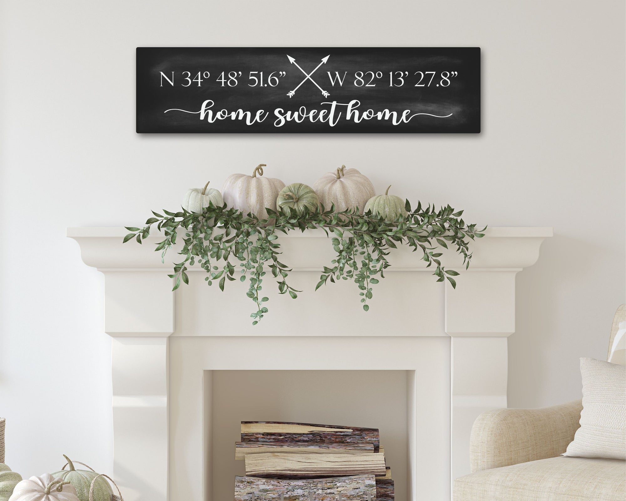 Home Sweet Home With Arrows Custom Coordinates Sign