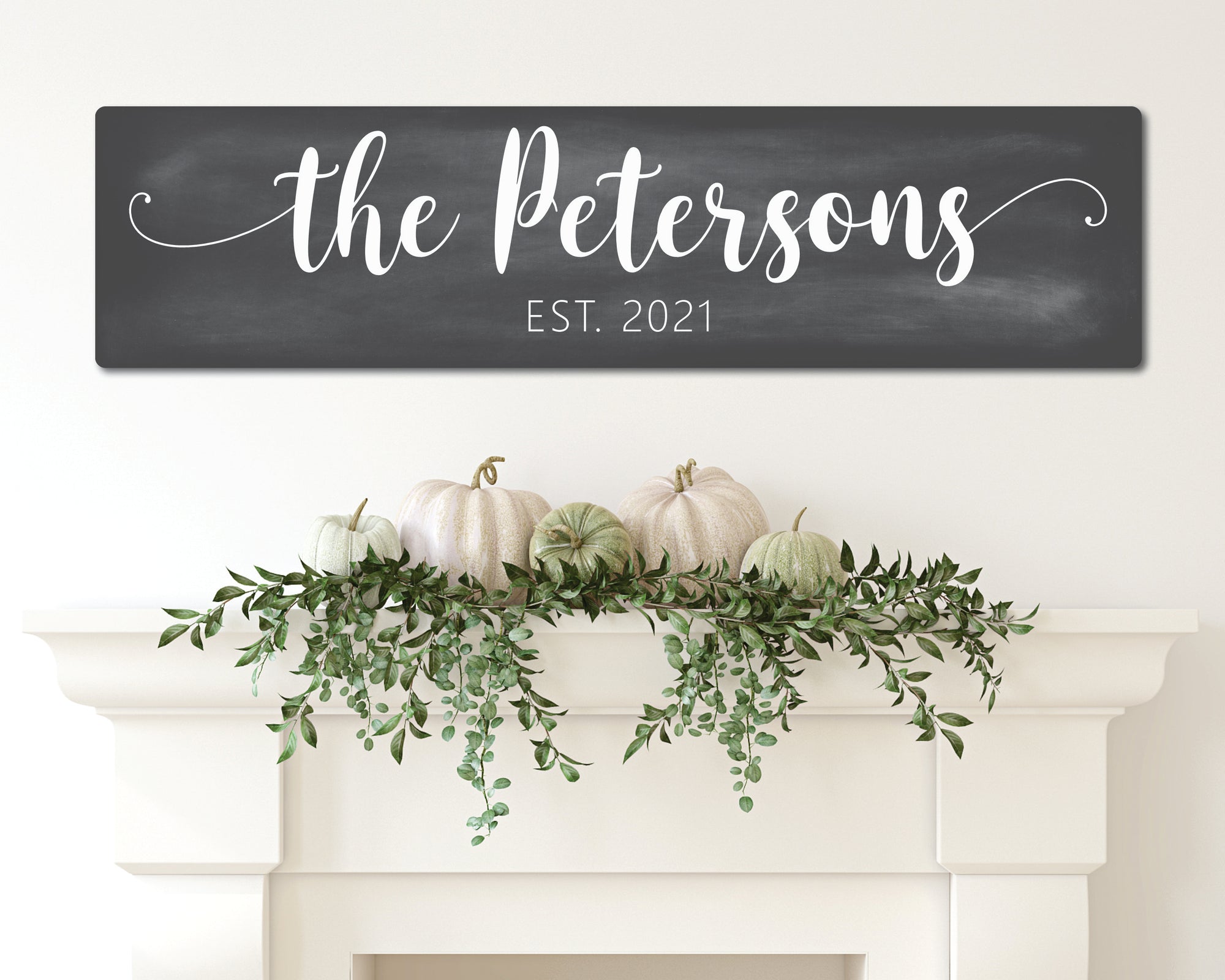 Last Name Sign With Chalkboard Style Background