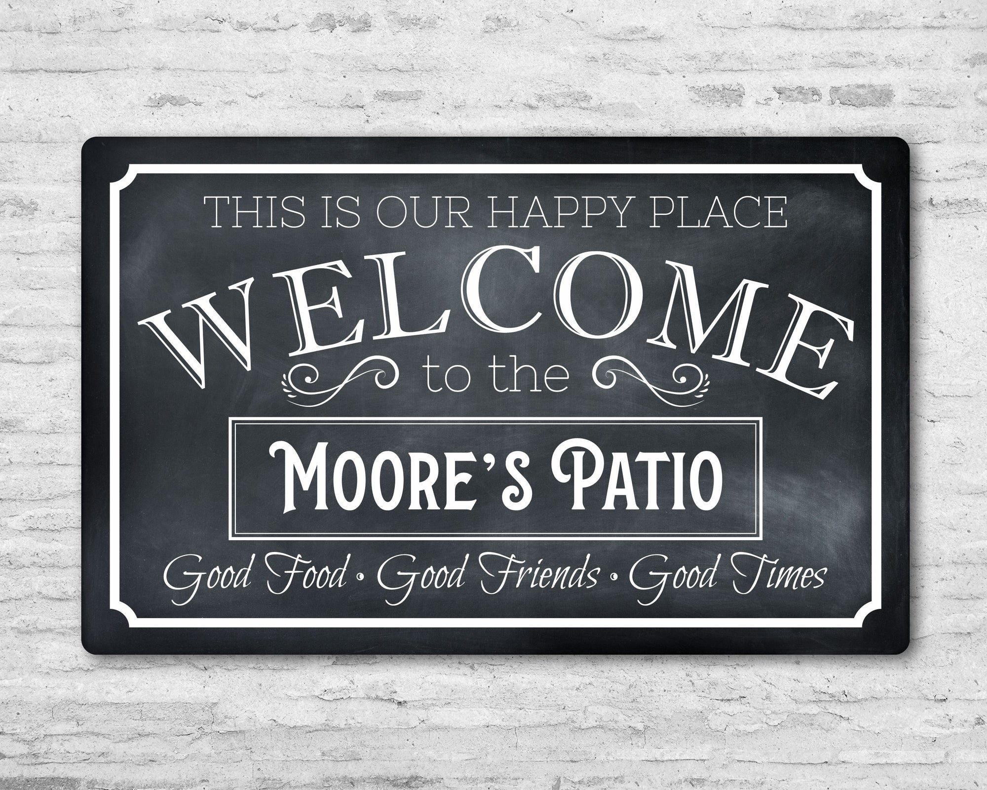 This is Our Happy Place Custom Last Name Patio Sign