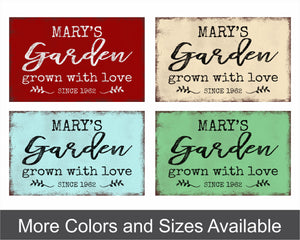 Garden Grown With Love: Personalized Vintage Rectangular Metal Sign