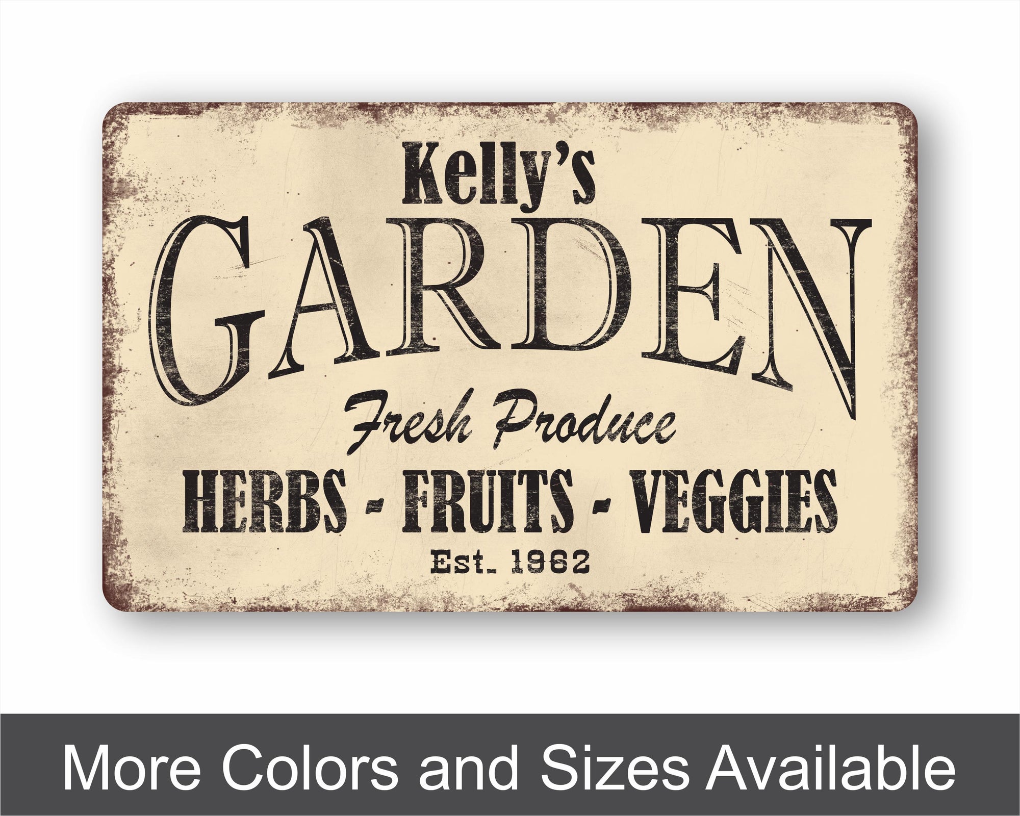 garden fresh produce herbs fruits veggies custom vintage rustic farmhouse metal sign for sale