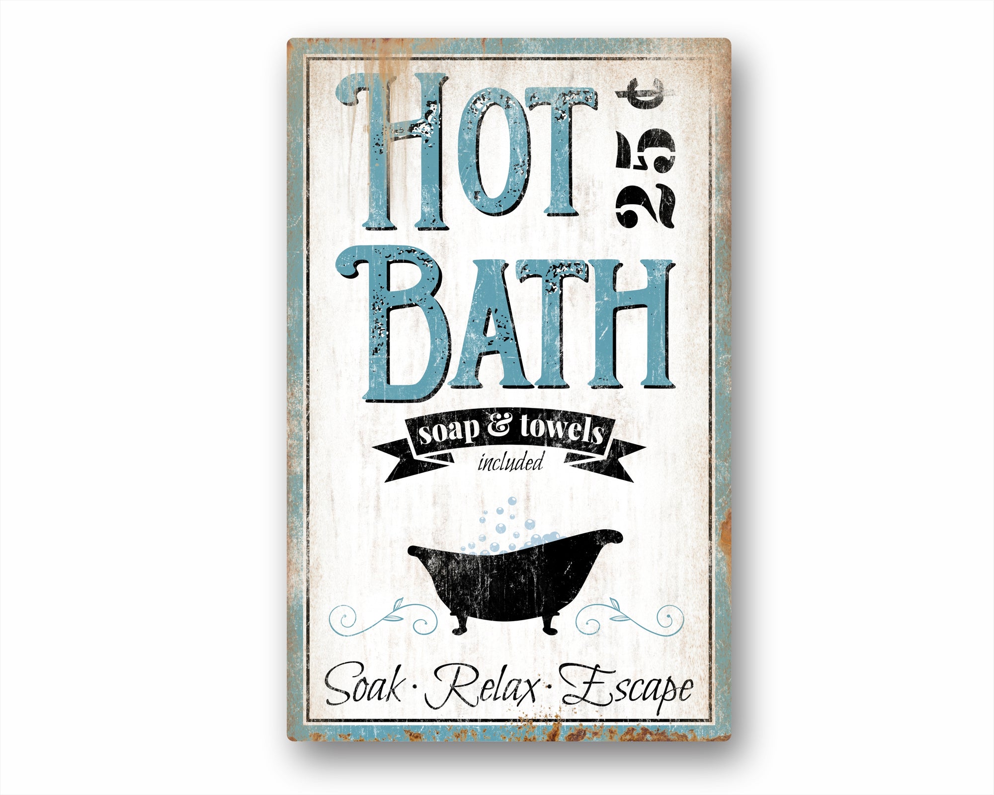 Rustic Hot Bath Metal Sign