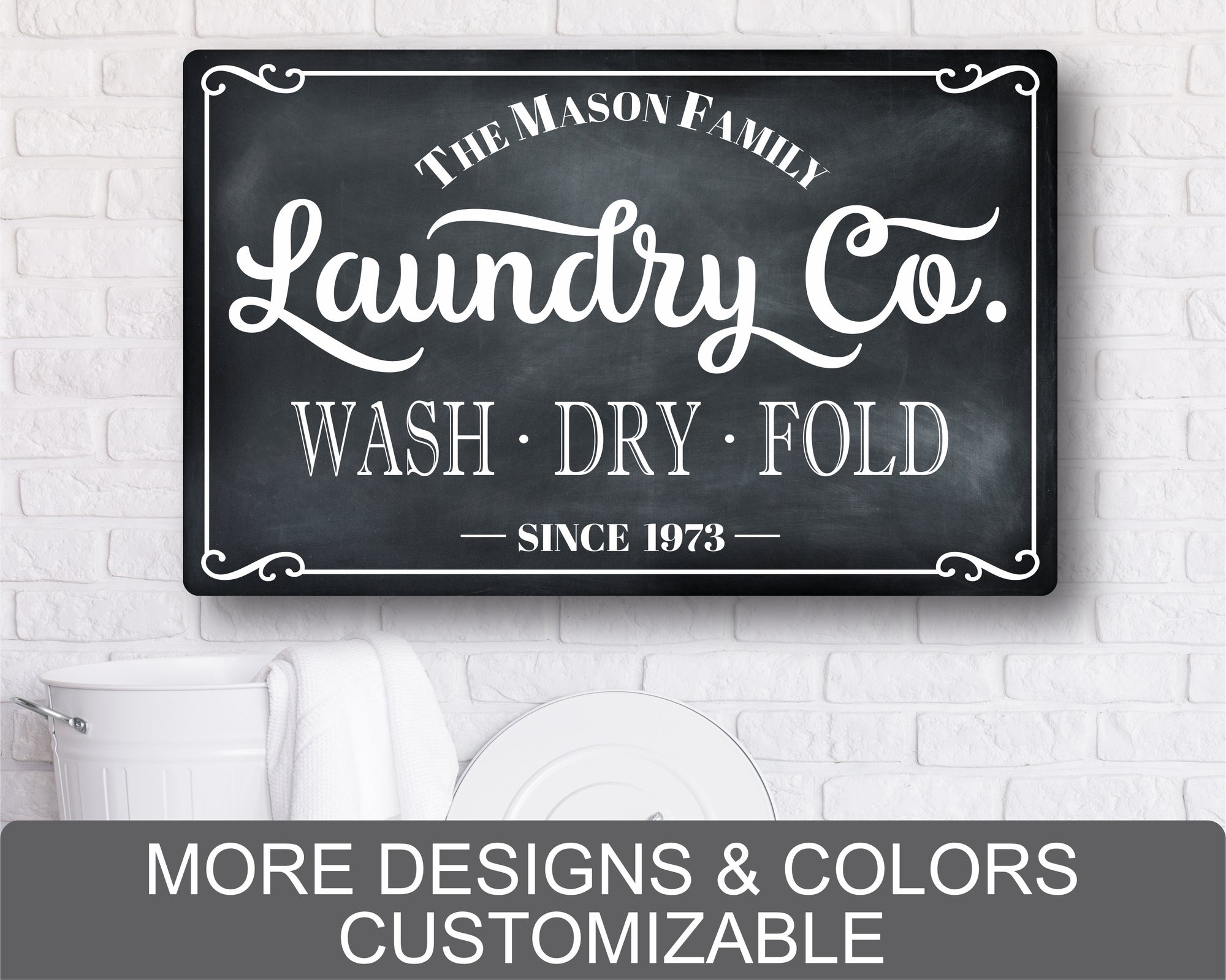 Laundry Co Wash Dry Fold: Personalized Vintage Rectangular Metal Sign