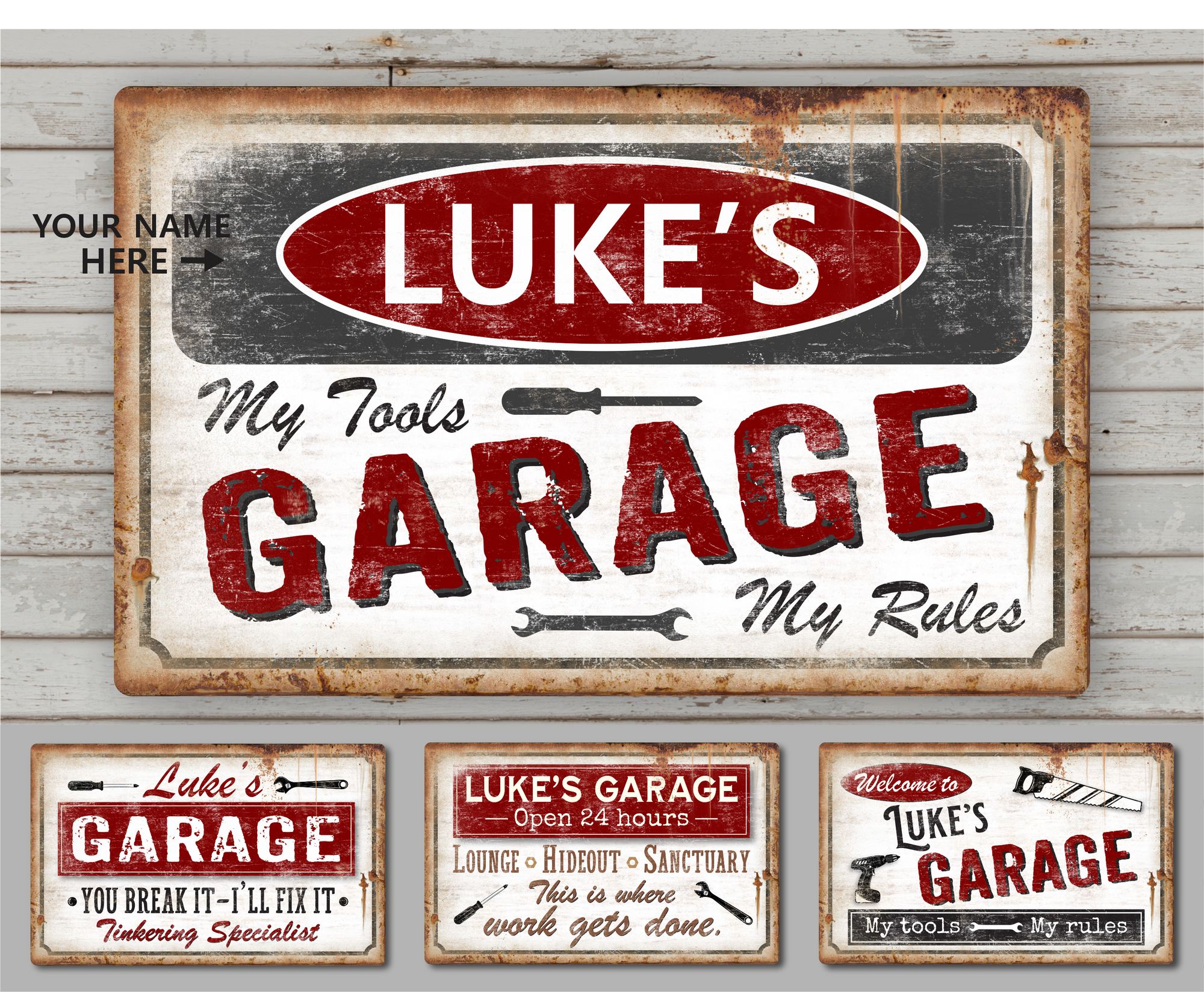 Personalized Garage Sign, Garage Sign, Garage Decor, Metal Sign, Personalized Sign, Workshop sign, Man Cave Sign, Man Cave Decor, Mens Gift