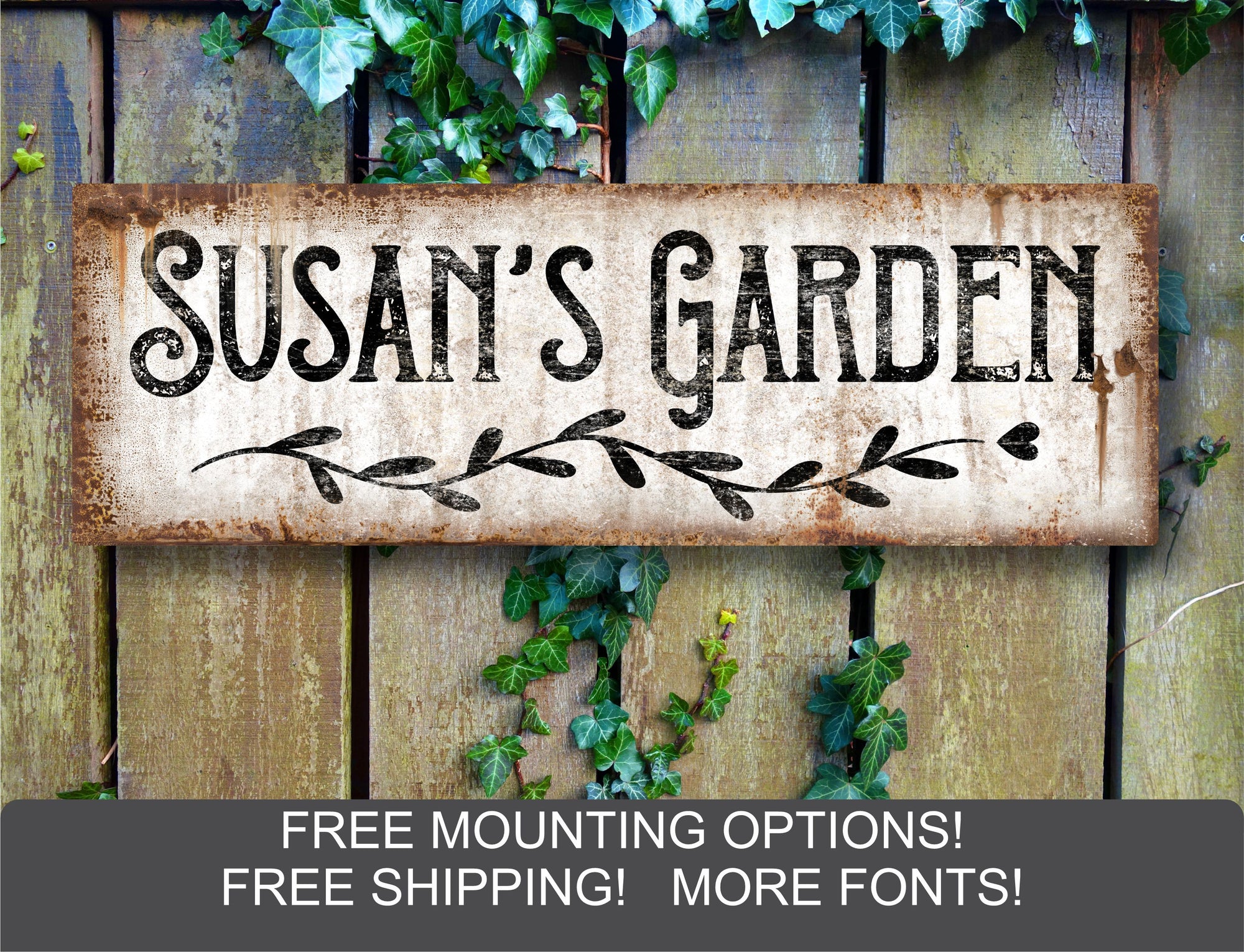 custom garden vintage rustic farmhouse style metal sign for sale