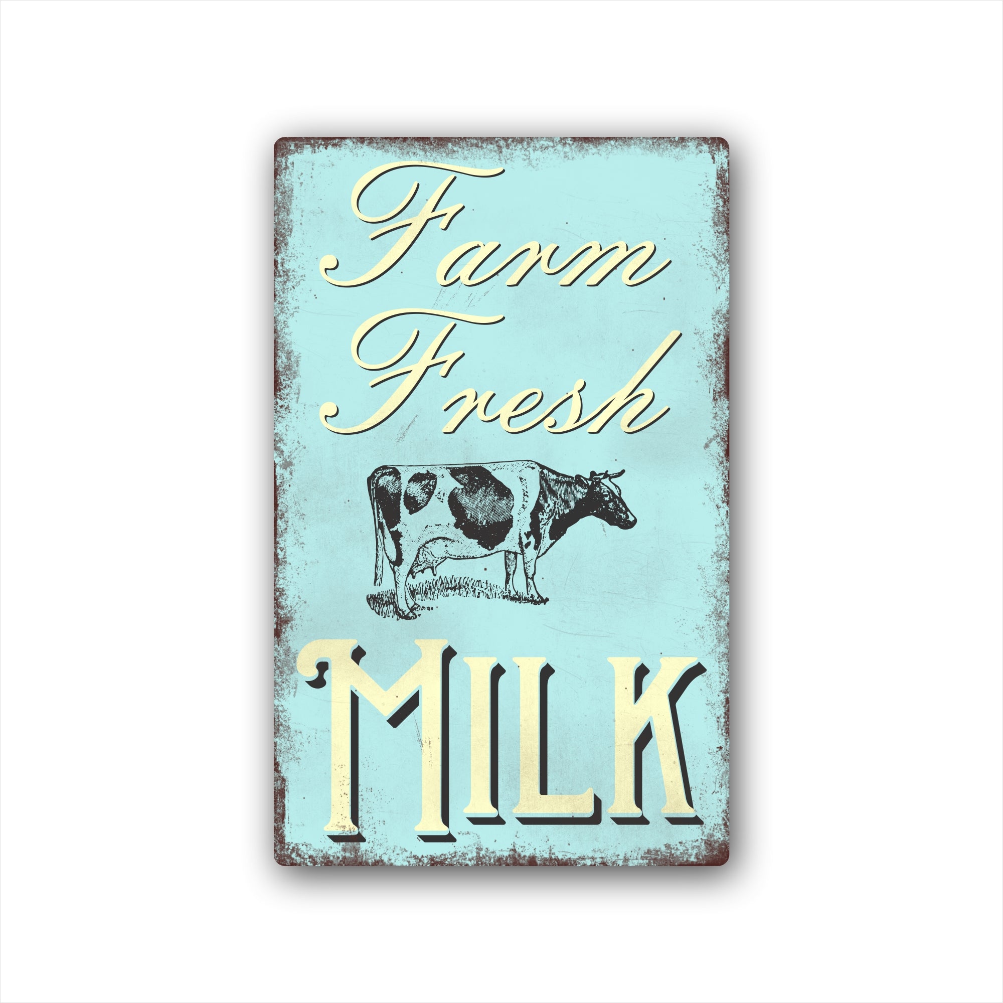 Farm Fresh Milk Vintage Metal Sign For Sale