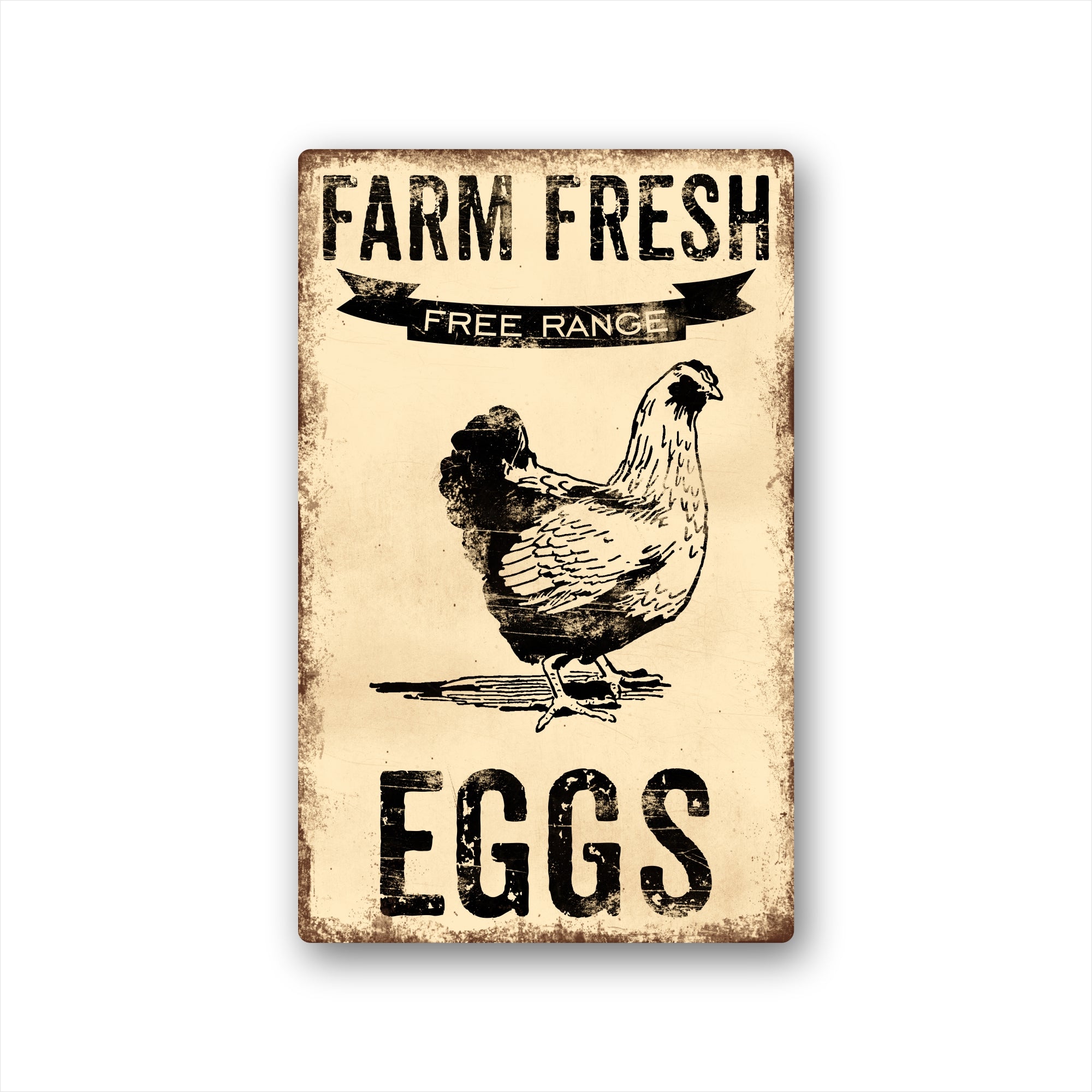 Farm Fresh Free Range Chickens Vintage Metal Sign For Sale